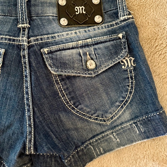 Miss Me Dark Blue Denim Shorts with Silver Accents - Picture 1 of 3